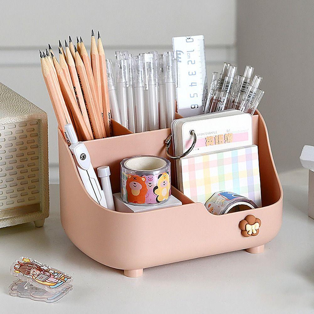 Plastic Pen Holder Multifunctional Makeup Brush Holder Cute Pen Container  Students