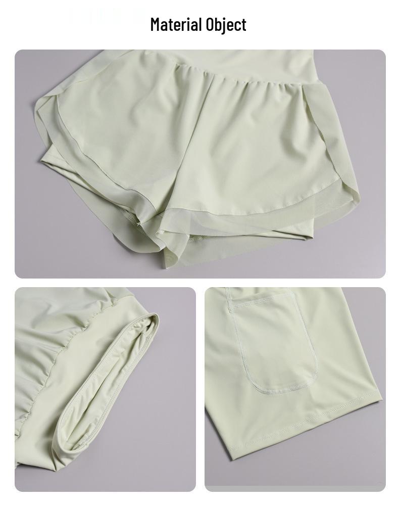 Women's High-Waist Quick-Dry Running and Yoga Shorts with Faux Two-Piece Design