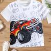 Dětské oblečení Chlapecké tričko Dívčí tričko s krátkým rukávem 3D Cartoon Truck Print Dětské letní oblečení Dětské chlapecké oblečení