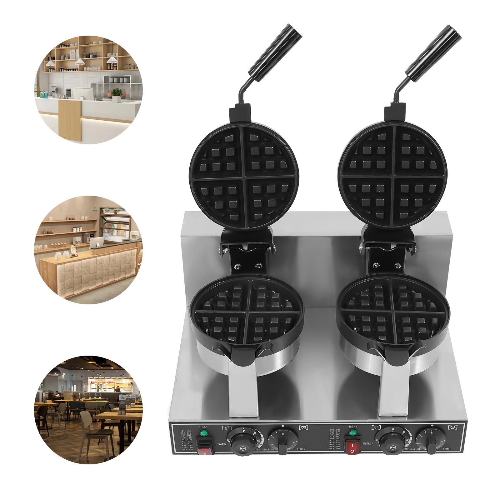 

Silver 201 Stainless Steel Waffle Maker,110V Double Head Waffle Maker Machine Tabletop 50*39*30cm for Home,Dessert Stores 110 V&US