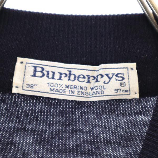 Burberrys British wool Long sleeve sweater 38 Navy system knit Women Used