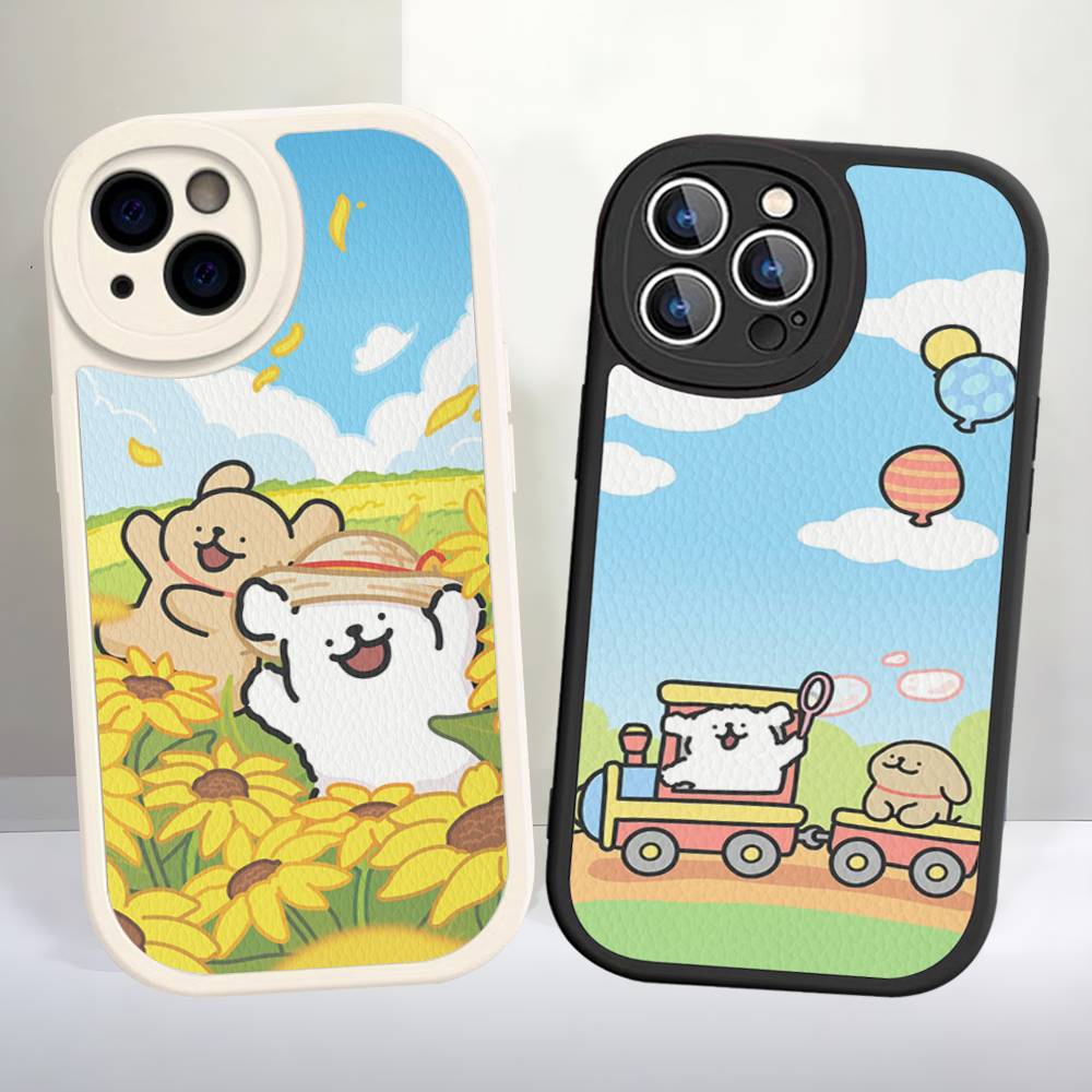 Lovely Line Dog Maltese For iPhone 16 15 14 16E 13 12 11 Pro Max Plus Phone Leather Case