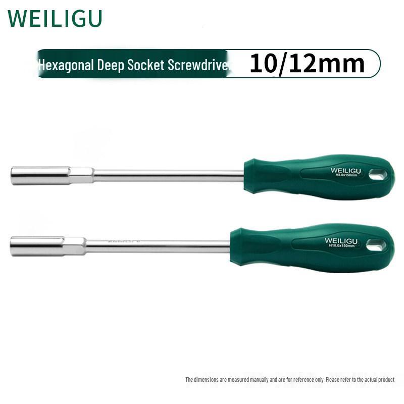 Extended Hex Socket Screwdriver Bit with CRV Head for Nuts & Bolts