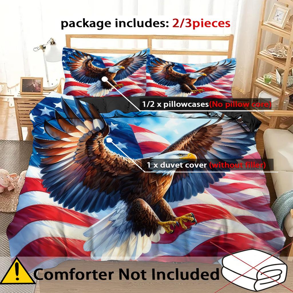 Flag Eagle Pattern 3d Printed Bedding Set Wildlife Theme Quilt Cover Luxury Home Textile Soft Comfortable Duvet Cover Pillowcase