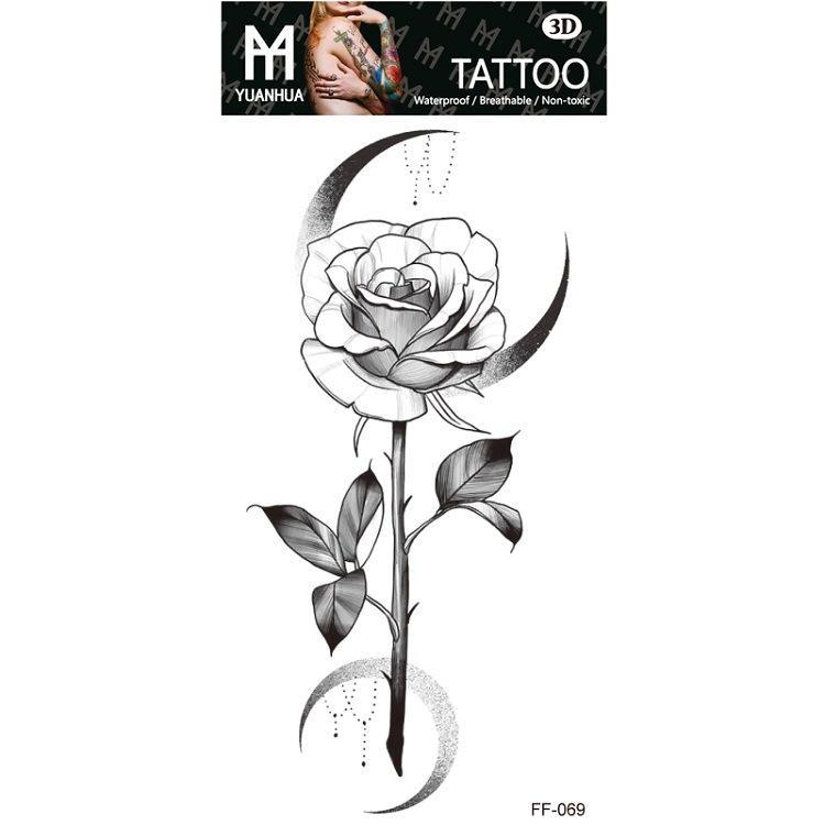 Plain Flower Bohemian Blue Rose Mermaid Waterproof Tattoo Sticker Simulation Water Transfer Sample Sticker