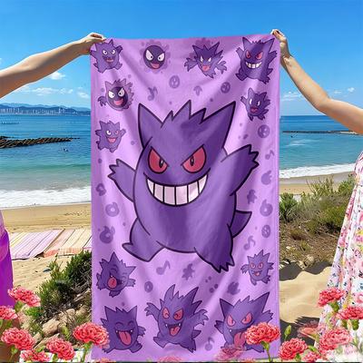 Gengar Print Beach Towel, Versatile Lightweight Absorbent Beach Towel for Pool Surf Yoga Bathroom, Perfect Birthday Holiday Gift