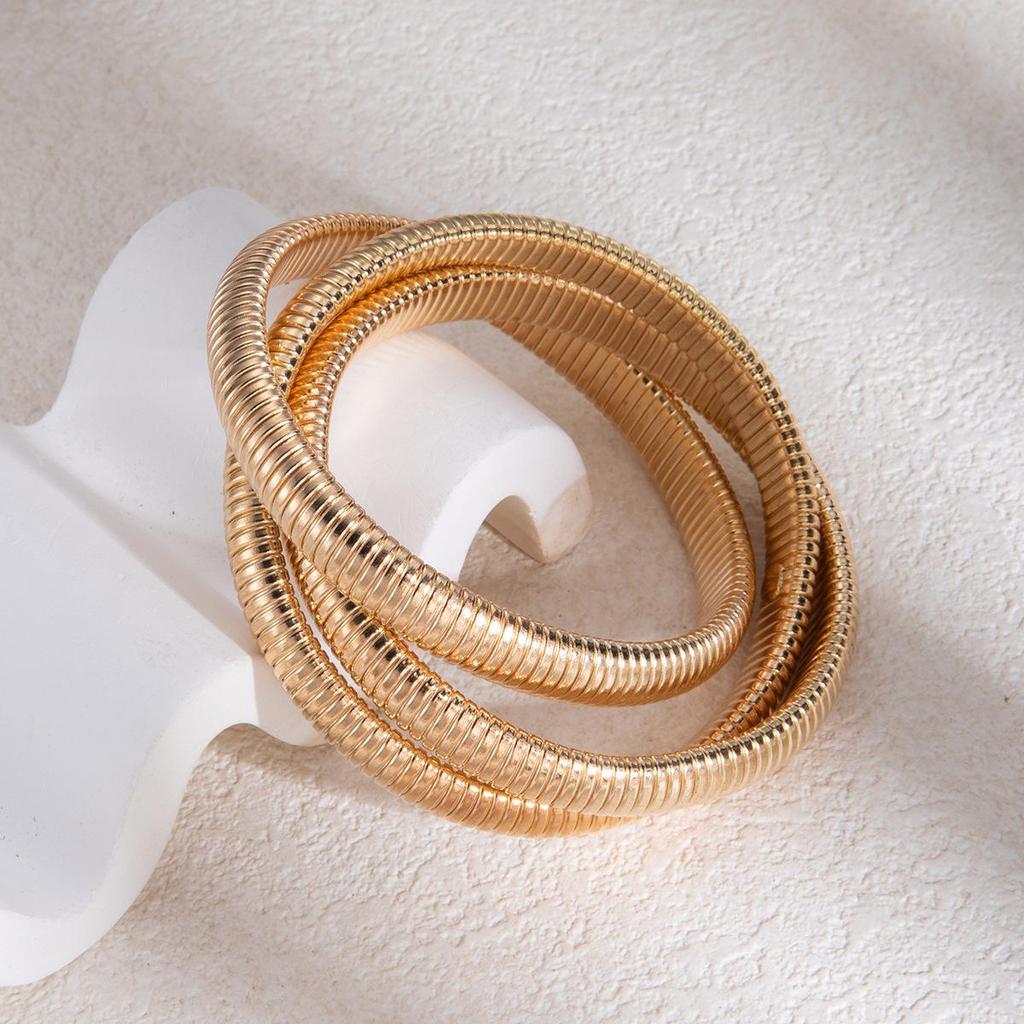 European & American High-End Gold Wire Multi-Layer Bracelet Necklace.
