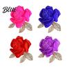 Decorative Brooch Pin 3D Rose Flower Shape Sparkling Rhinestones Inlaid