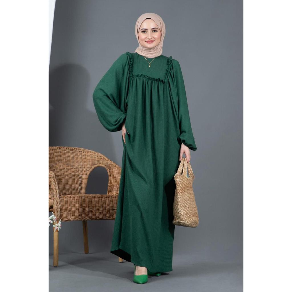 Ruffled Robe Wrap Dress-black