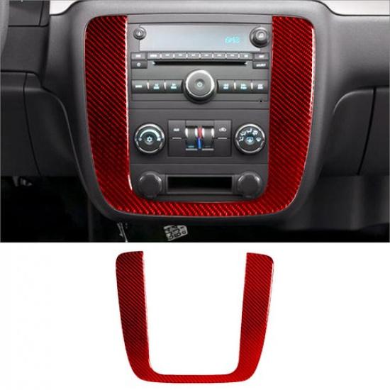 Red Carbon Fiber Central Console Frame Cover Trim For Tahoe/Silverado/Sierra
