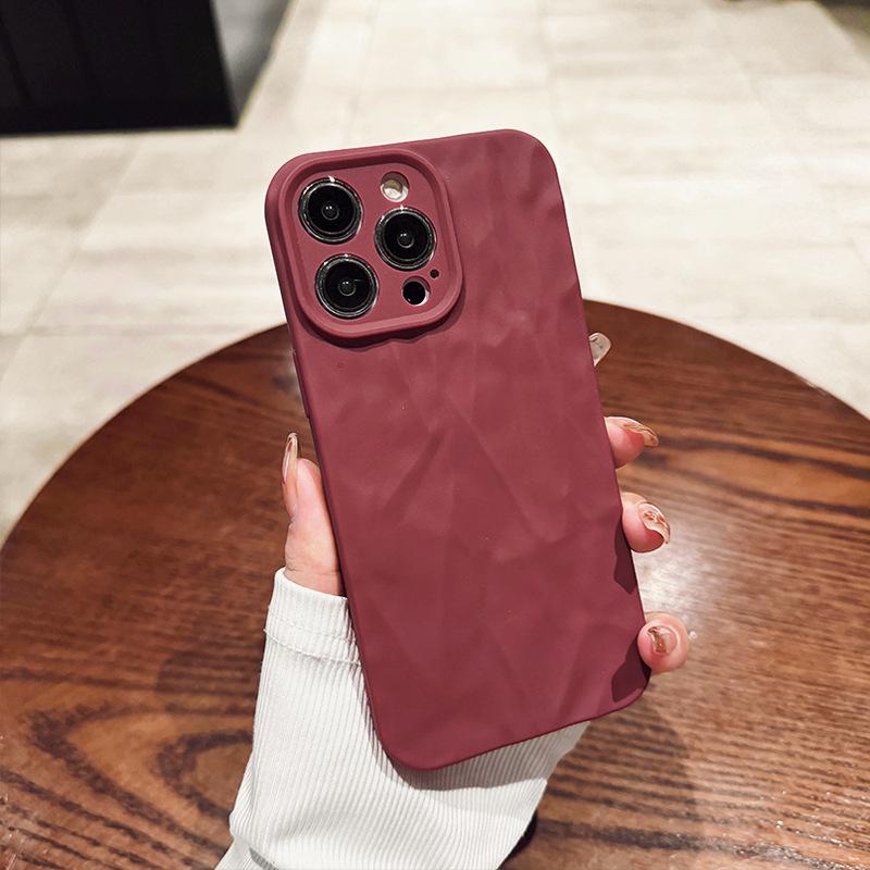 

Протиударний чохол-плісе для iPhone 12-16 Pro, корейський стиль, для iPhone 13-14 17 вина червоного кольору