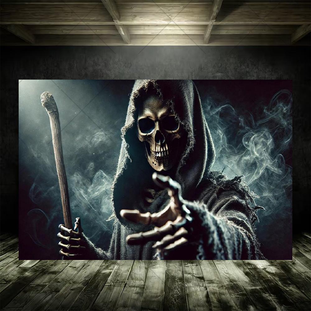 Grim Reaper Horror Halloween Party Decoration Background Spooky Graveyard Cemetery Backdrop Cosplay Photo Booth Studio Banner