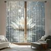 2 Pcs Elegant White Lotus Curtains – Floral Pattern Rod Pocket Design for Living Room Bedroom Bathroom Kitchen