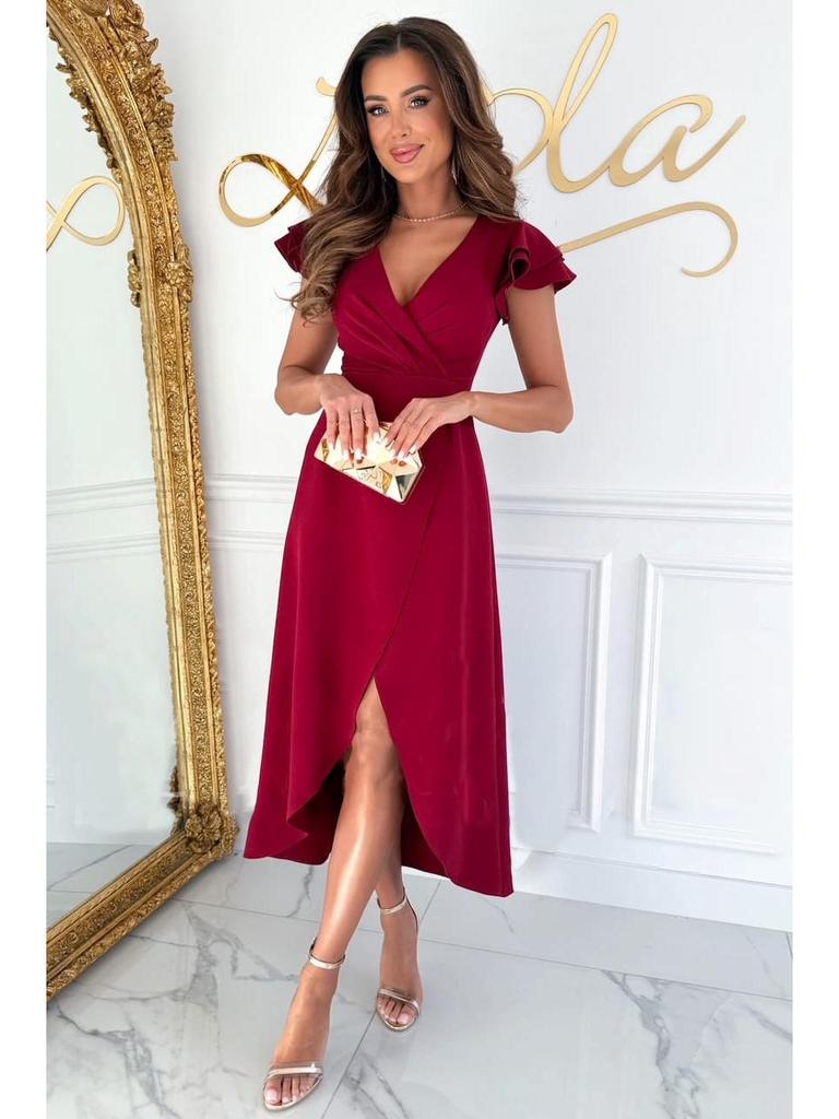 2025 V-neck Waist-Cinching Ruffle Sleeve Summer Dress