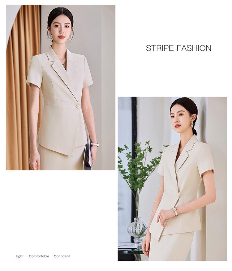 Women's Black Short-Sleeve Suit Jacket – Summer Lightweight, Elegant, Slimming, Professional Wear