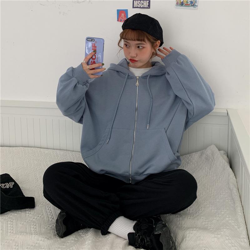 Damen Langarm Kapuzenpullover V-Ausschnitt Lockere Pullover Oberteile Einfarbig Sweatshirts