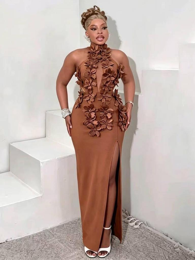 Elegant 2026 European & American Flower Bandage Evening Gown for Women