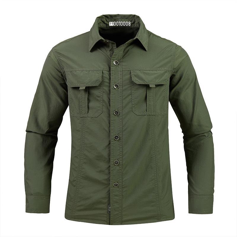 Men's Quick-Dry Ice-Feel Sun Protection Long-Sleeve Shirt for Spring/Summer Outdoor and Workwear, Plus Size Available.