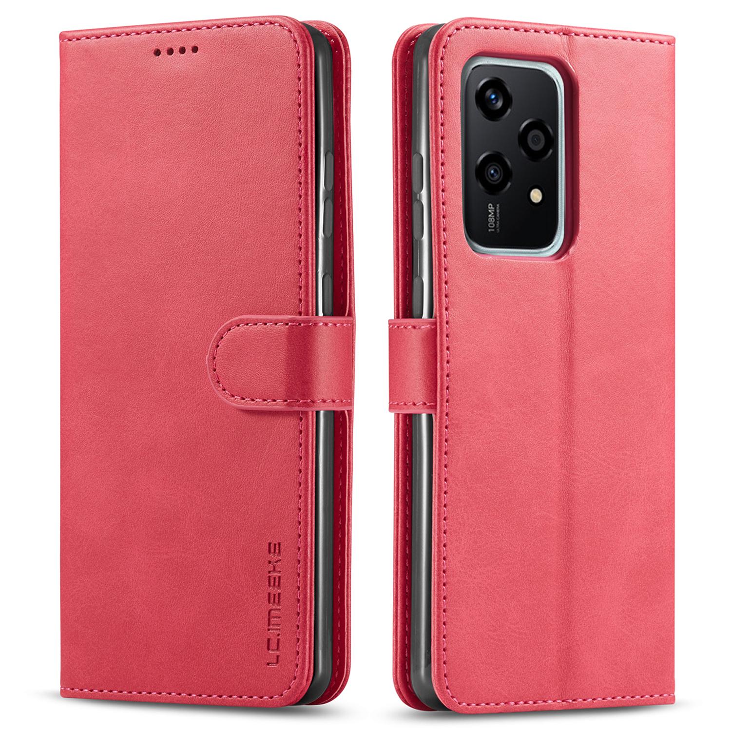 

LC.IMEEKE Чехол для Honor 200 Lite Текстура теленка Магнитная застежка Подставка Чехол для телефона Rose