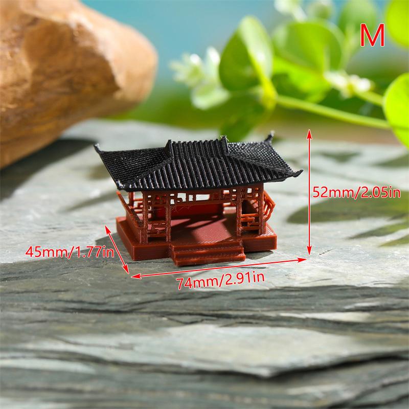 Miniature Pavilion Figurine Bonsai Nament Garden Decor Micro Landscape Statue Gazebo Model Zen Garden Supplies Yard Rockery