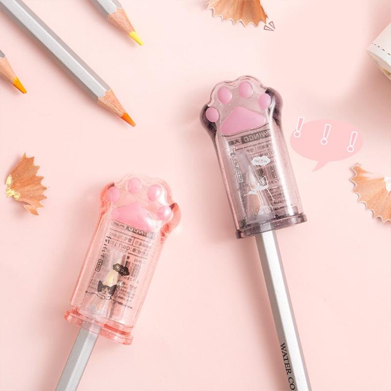 Cute Kitten Paw Pencil Sharpener Portabel Colored Pencil Sharpener Fit for All Wooden Pencils (6-8mm) for Adults Kids