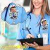 2D Flat Cute Medical Acrylic ID Badge Holder With Retractable Reel Detachable Lanyard, Durable Nurse Card Clip With Smiling Doctor Nurse Pattern