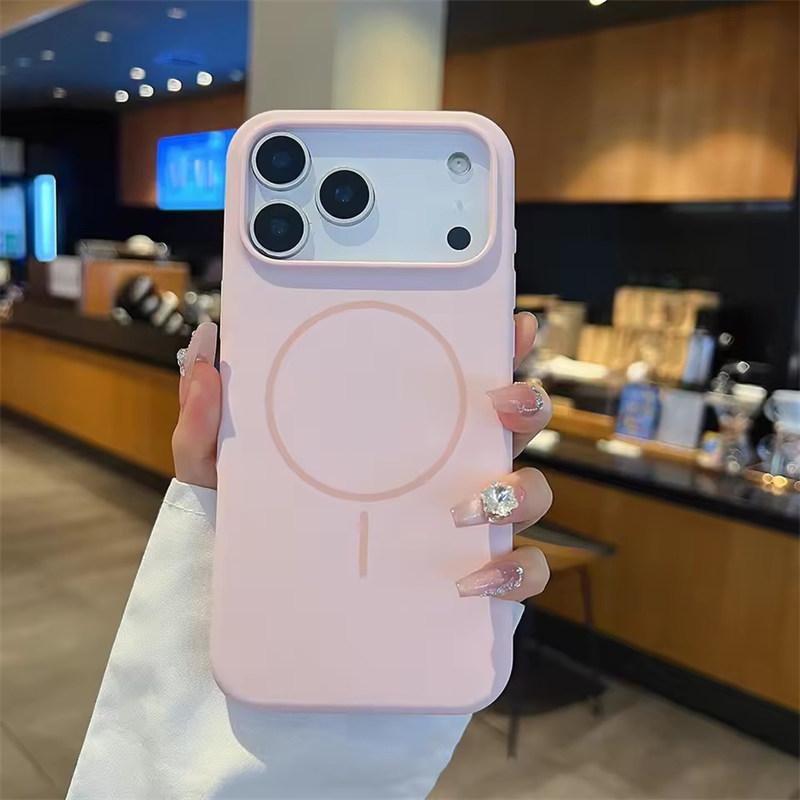 

Роскошный жидкий силикон для магнитного чехла Magsafe для iPhone 17 Air Pro Max, беспроводная зарядка, мягкая накладка iPhone 17 розовый