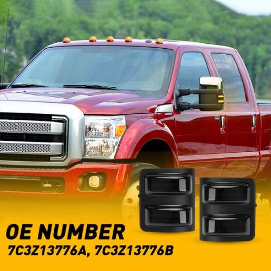 Smoked LED Side Tow Mirror Light Turn Signal For 08-16 Ford F250-F550 Super Duty