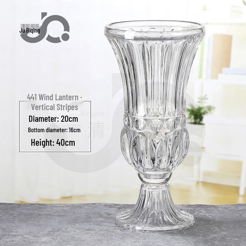 European Luxury Roman-Style High-Foot Lantern Vase: Transparent Flower Vase & Candle Holder for Bedrooms