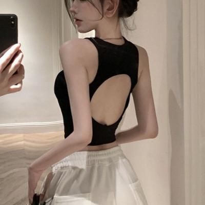 Frauen Sexy Weste Schlank Camis Ärmelloses Rundhals Hohl Tank Tops Sommer Weibliche Casual Einfarbig Grundlegende Camisole