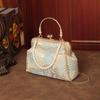 New Chinese Style Cheongsam Bag with Elegant Temperament, Banquet Clip Bag, Solemn Hand-held Mouth, Gold Bag, Pearl Bag, Crossbody