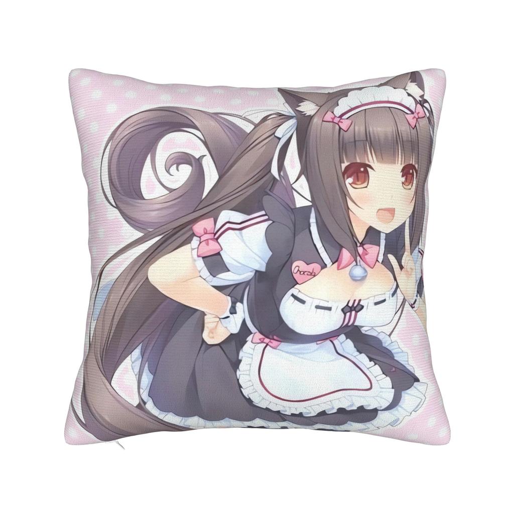 Pillow Case Super Kawaii Game Nekopara Chocola Vanilla Square  Pillow Cover For Living Room Bed Chair Fashion Pillowcases