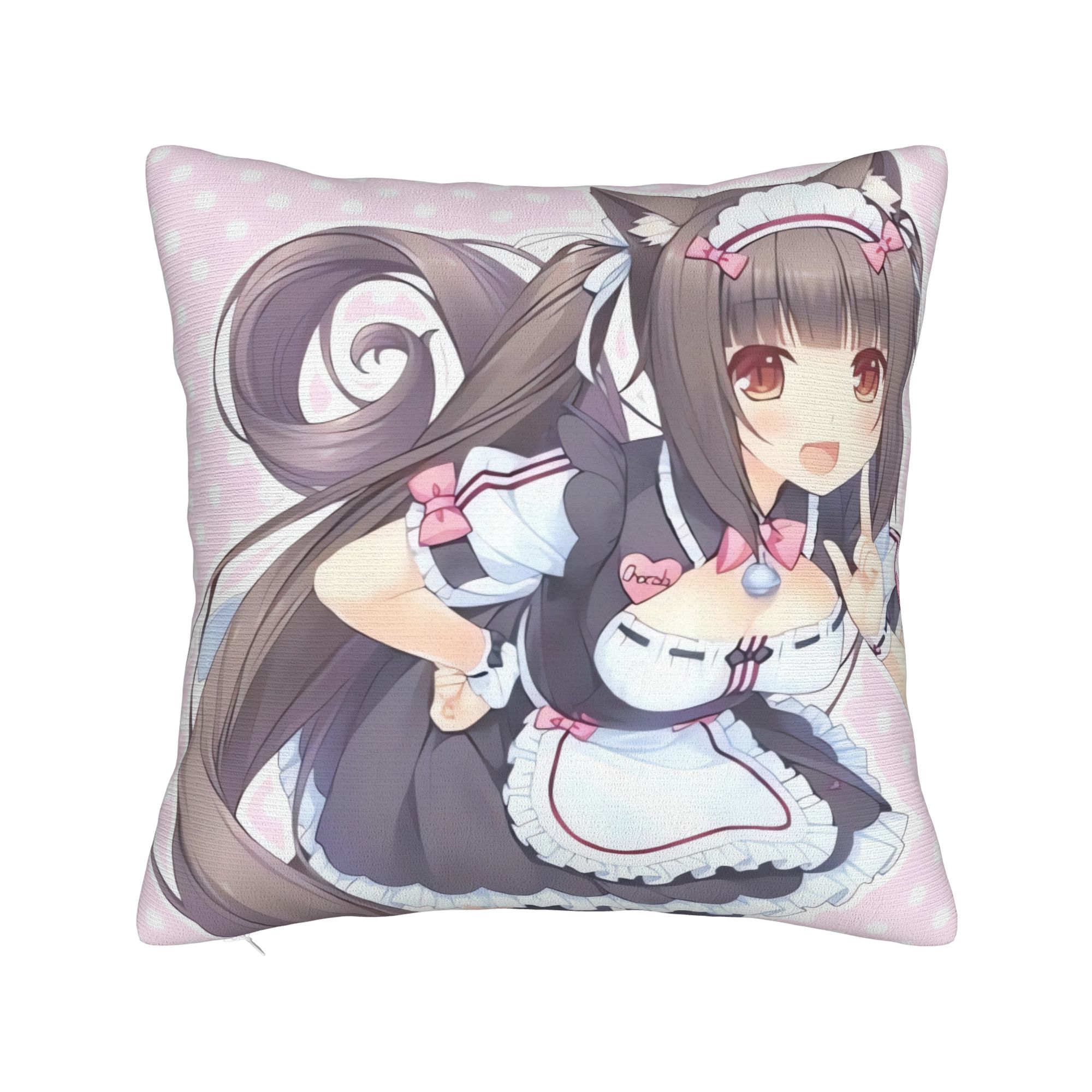 Супер Милая Игровая Подушка Nekopara Chocola Vanilla Наволочка Милая Смешная Наволочка Для Гостиной Кровати Стула Графическая Наволочка Peach skin 18*18(CM)-1Pcs