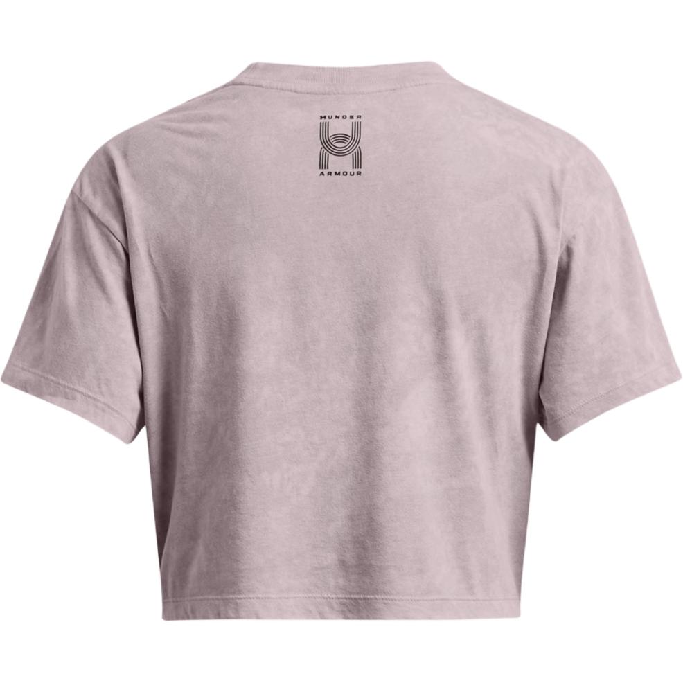Under Armour Anywhere UA Run Short Sleeve Logo Print Round Neck T-Shirt Women Tops Purple 1386343-015