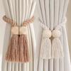 1/2/4pcs Magnetic Wooden Tassel Window Curtain Curtain Holdbacks,Bathroom Shower Curtain Accessories,Home Decor Curtain Buckles