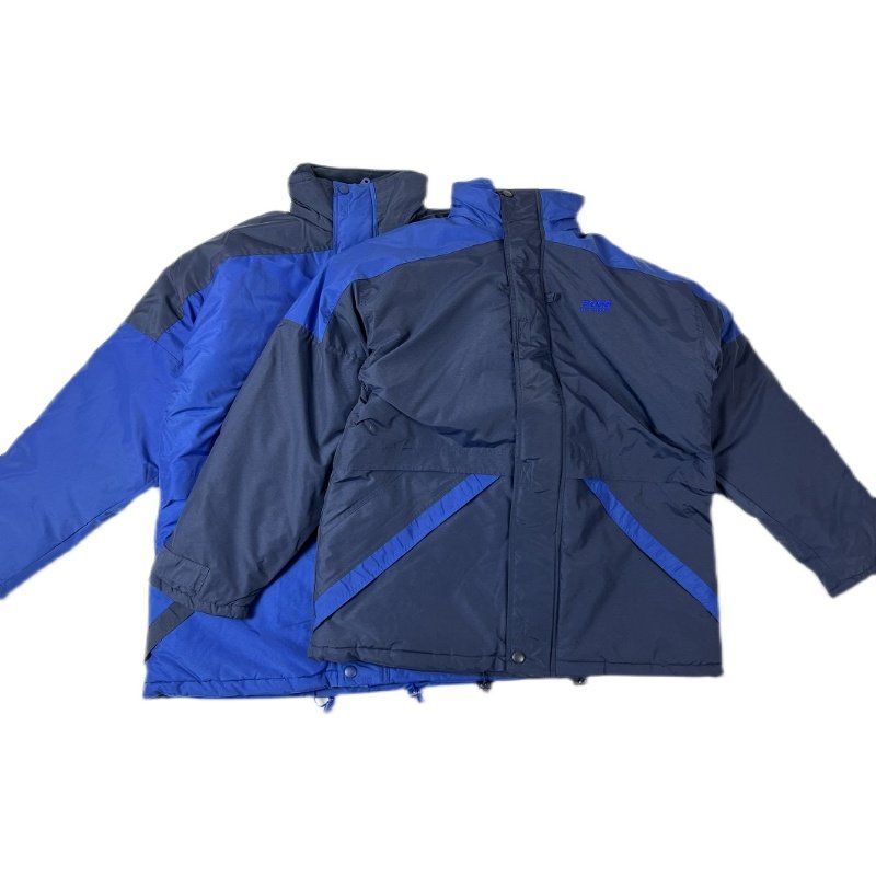 European and American Style Men's Winter Windproof and Waterproof Cotton-Padded Mid-Length Coat, American Retro Couple's Color-Blocked Trench Coat
