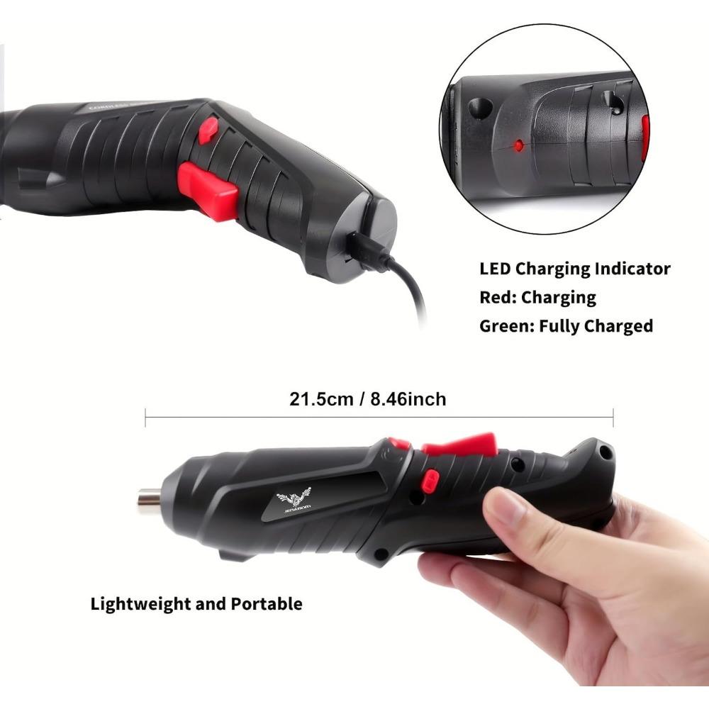 8 In 1 Electric Screwdriver, 3.6V Cordless Drill Screwdriver Rechargeable, 3.5N·m Max Torque Electric Screw Gun with 6 Accessory