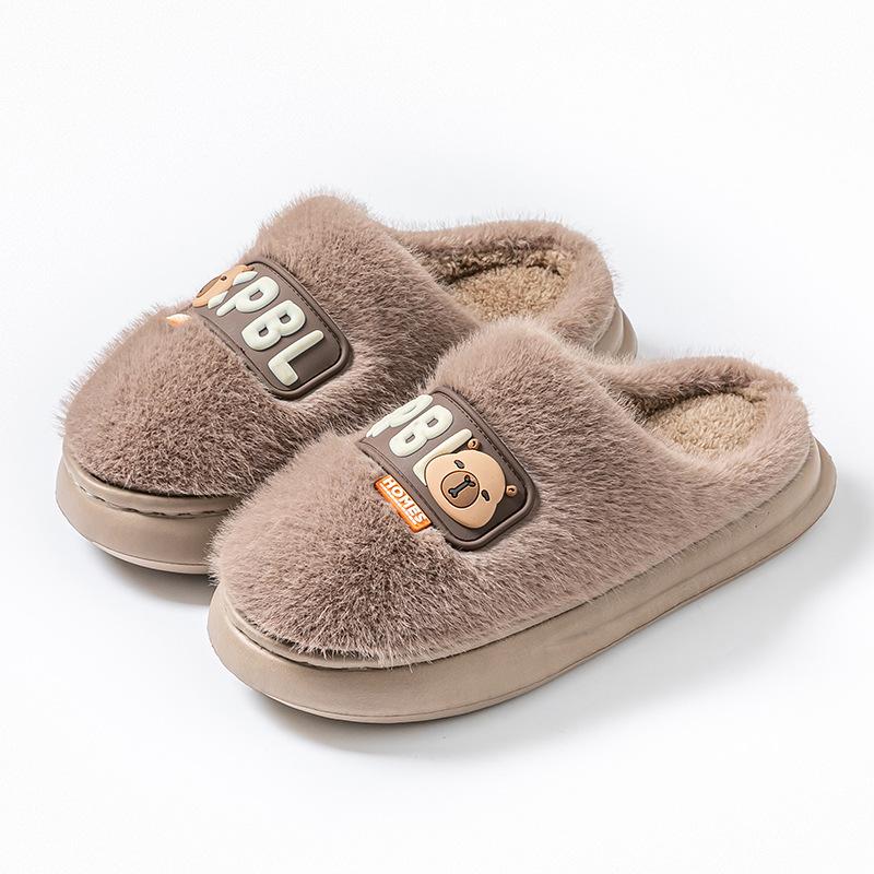 Mao Mao Slippers Outer Wear 2025 New Indoor Home Thick Bottom Plush Warm Non-slip Cotton Slippers