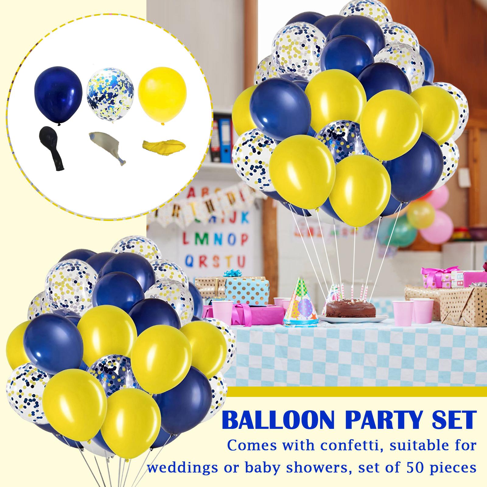 

50pcs Pack Navy & Yellow With Confetti For Wedding Or Baby Shower One Size