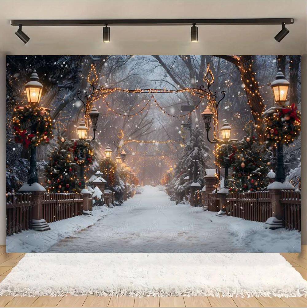Weihnachts-Hintergrund Fotografie Winter Schnee Weihnachtsbaum Dekoration Neujahrsparty Erwachsene Kinder Foto Hintergründe Banner Requisiten