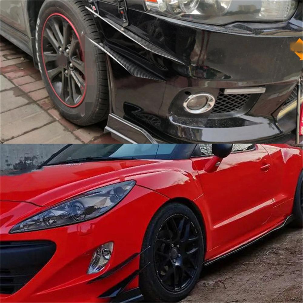 4Pcs Carbon Fiber Look Car Front Bumper Lip Splitter Fins Body Spoiler Universal