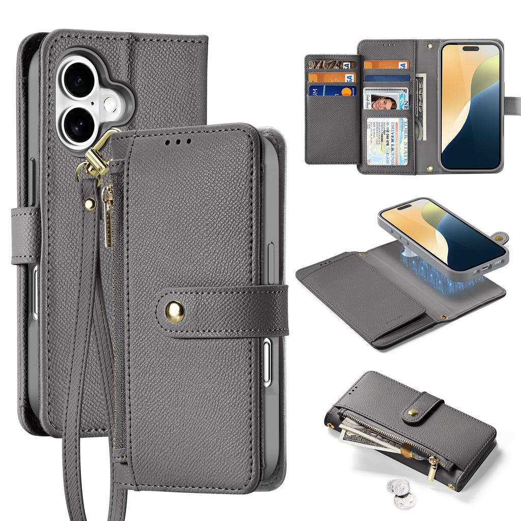 DUX DUCIS Lawa Series for iPhone 16 Plus Case Compatible with MagSafe Detachable Cowhide Leather Wallet Cover