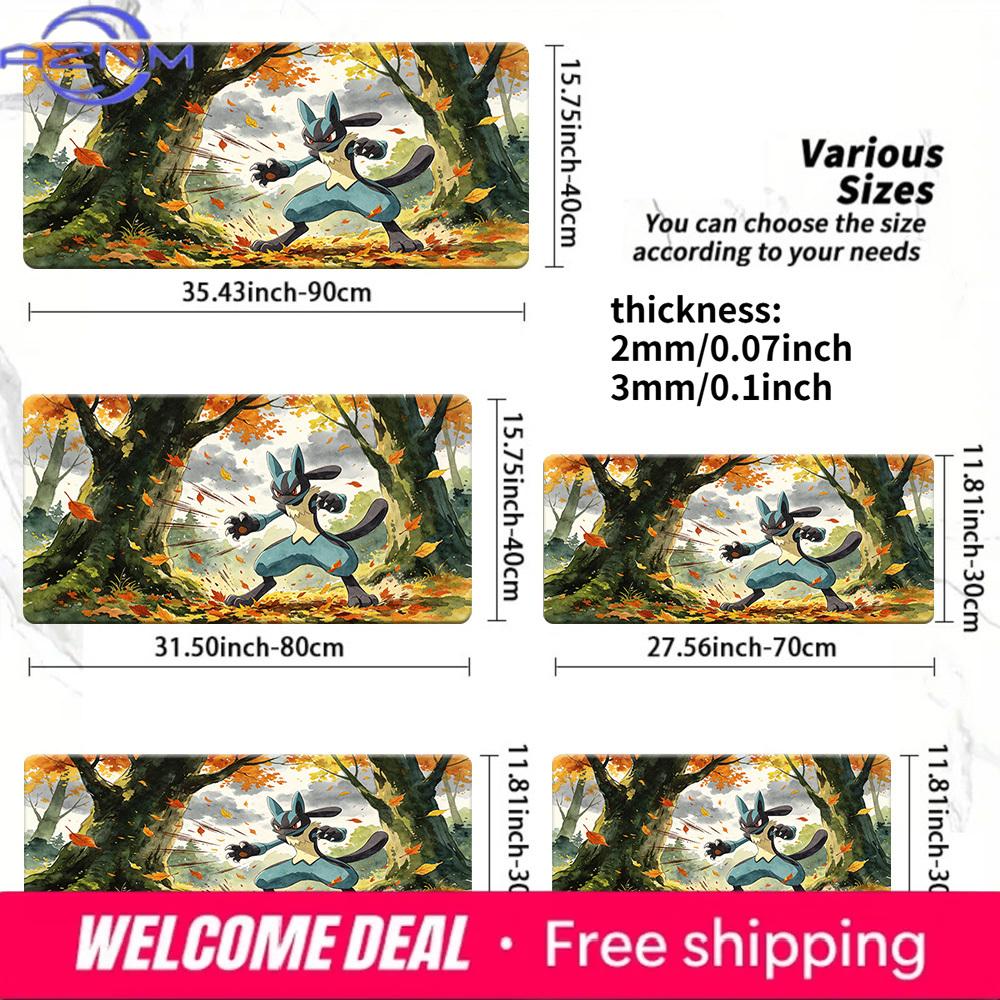 Lucario Autumn Forest Battle Gaming Mouse Pad with NonSlip Rubber Base 30x80x0.2cm