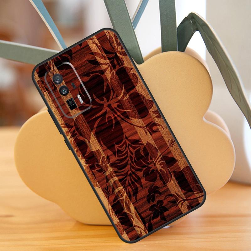 Beach Hawaiian Faux Koa Wood Case For POCO X6 F6 Pro M6 X3 X5 M5s F3 F5 Xiaomi 14 Ultra 12 13 Lite 11T 12T 13T Pro Cover