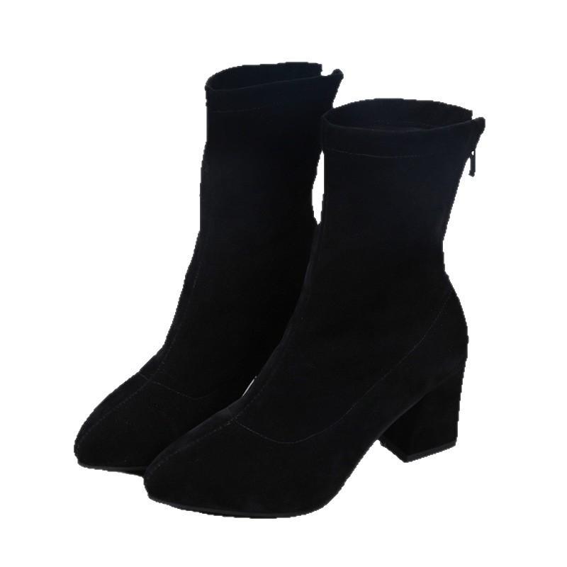 New boots socks boots short boots women's shoes thick heel pointed high heels elastic boots