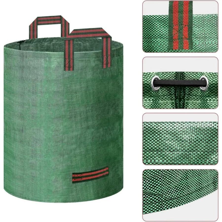 60L Reusable Garden Bag Large Capacity Leaf Sack Trash Can Foldable Garden Garbage Waste Container Storage Bag Waterproof