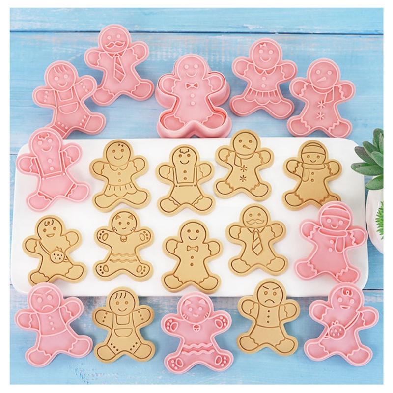 11 Pieces Christmas Cookie Molds Gingerbreads Man Shaped Cookie Cutters PP Material Biscuits Molds Baking Accessories