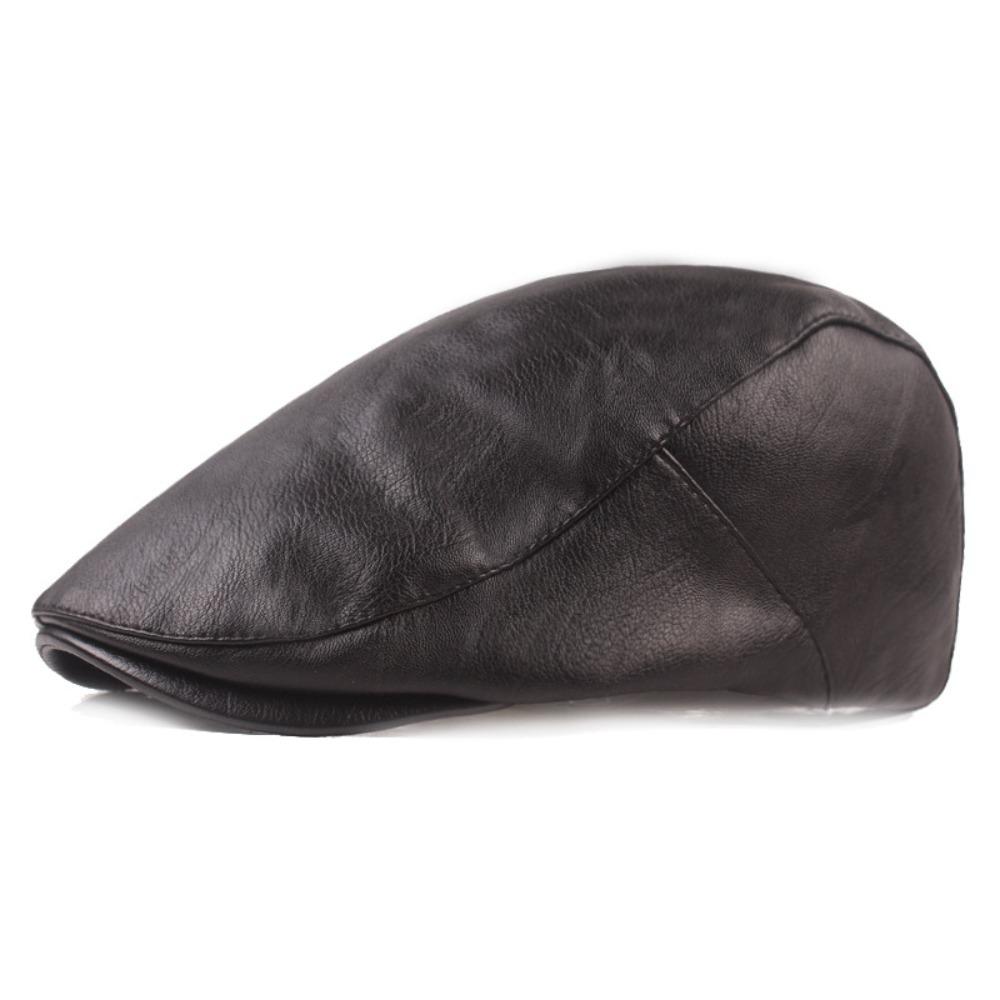

Solid Color Painter Cap PU Leather England Hat Higher Quality Newsboy Caps Women Men чорний