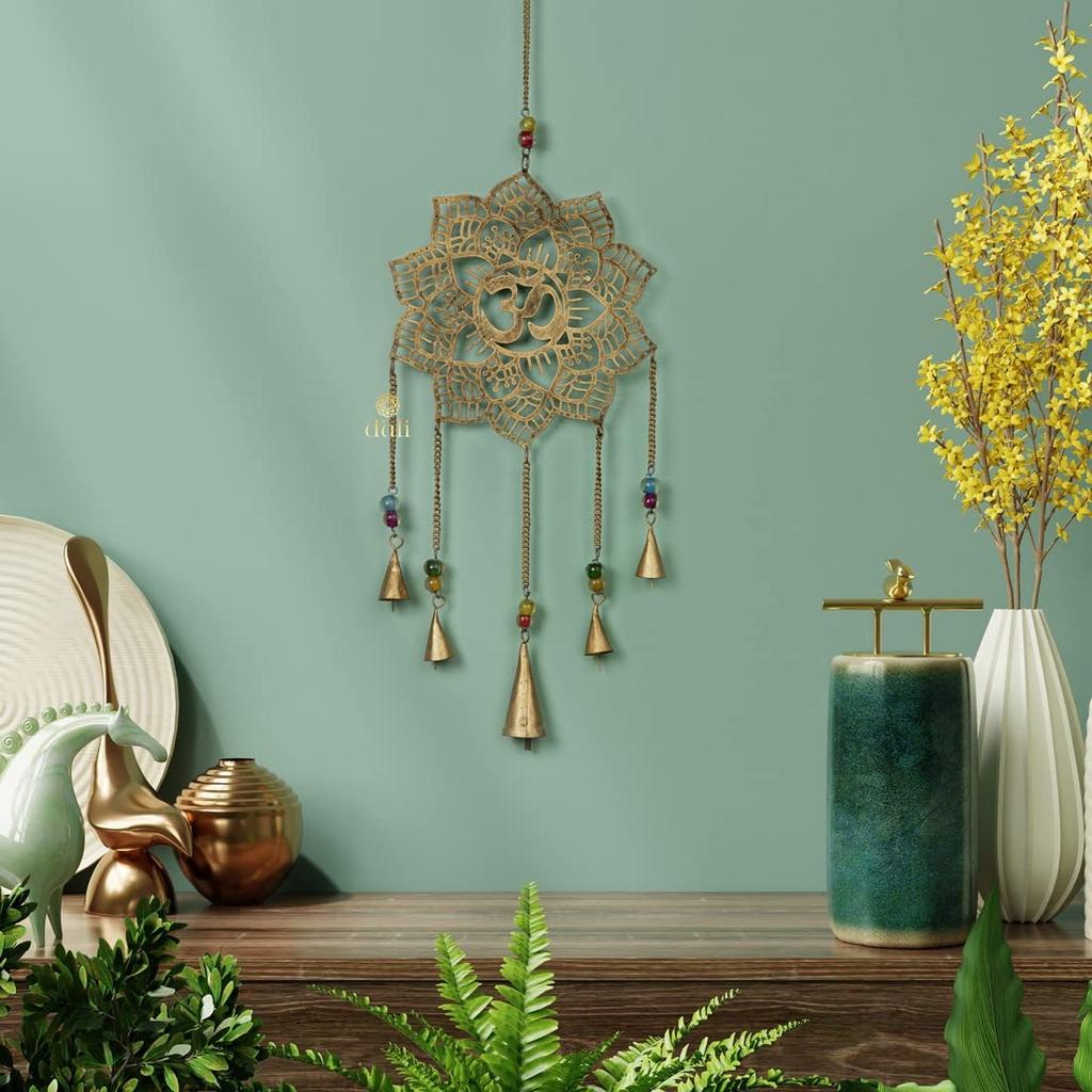 Настенные колокольчики Лотос, Wind Chime Wall Hanging Lotus (20 x 10 Inches),  Duli