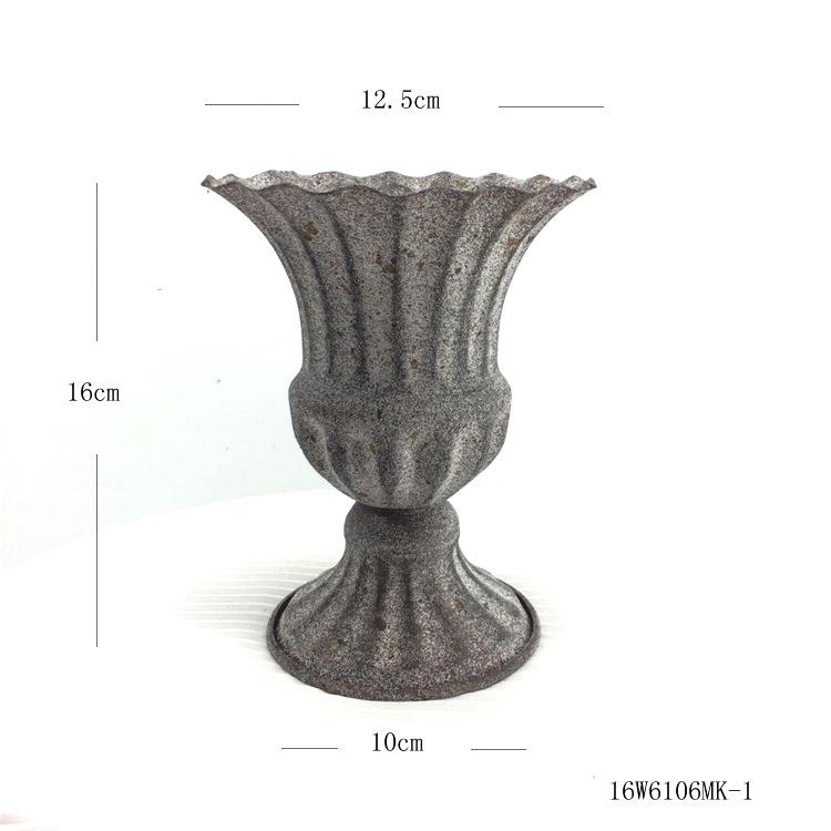 Antique Look Metal Flower Pot - Wedding Table Centerpiece Dried Flower Holder for Home Decor Vintage Style Photo Shoot Accessory